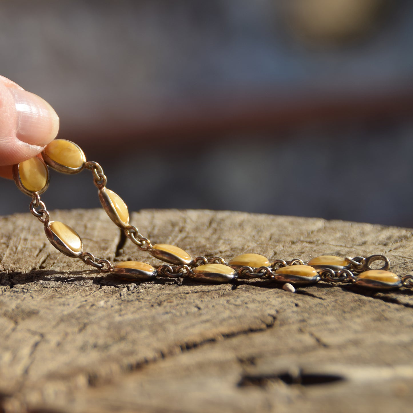 Elegant minimalist bracelet in Imperial natural Amber and 925 Silver, MJ Baltica, BB100