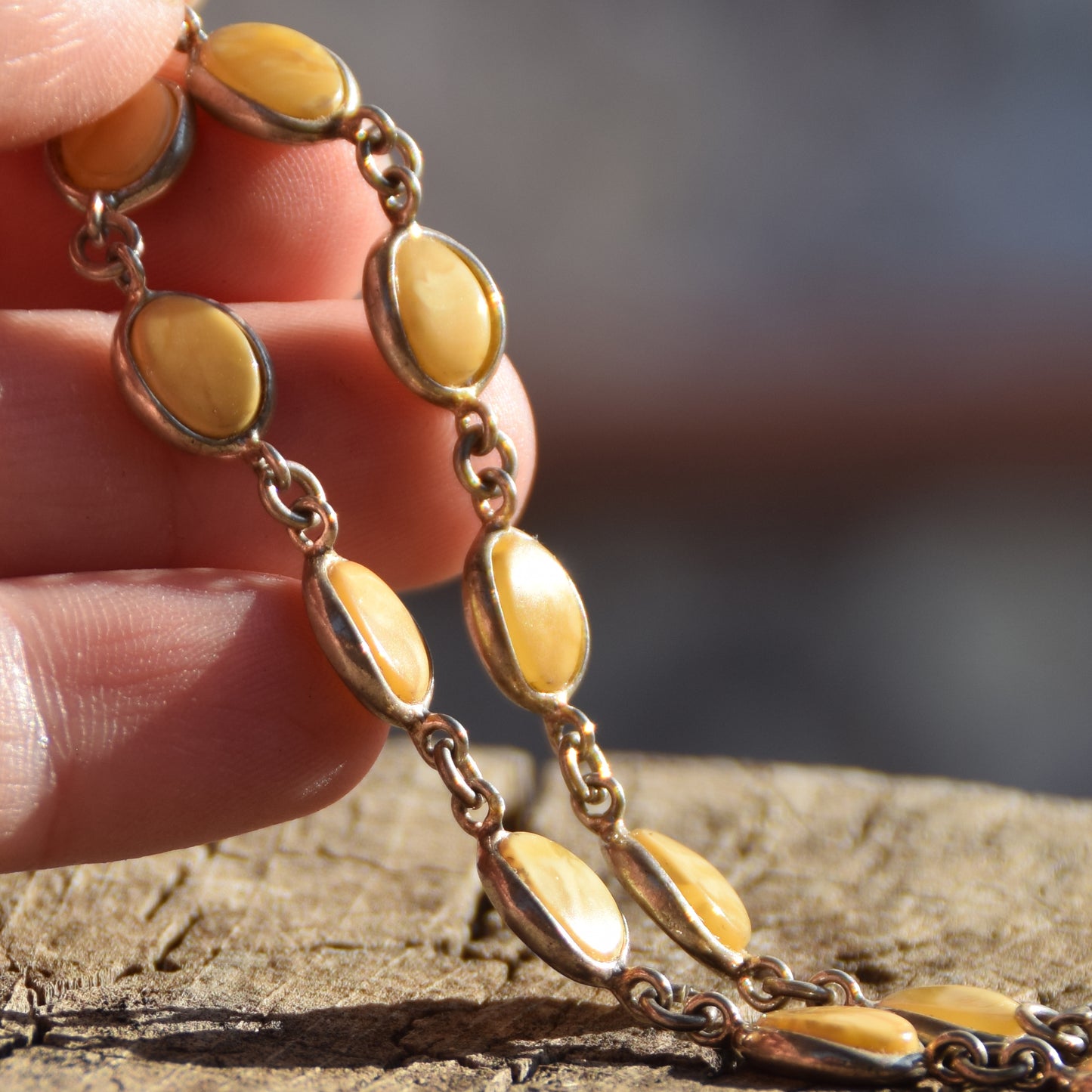 Elegant minimalist bracelet in Imperial natural Amber and 925 Silver, MJ Baltica, BB100