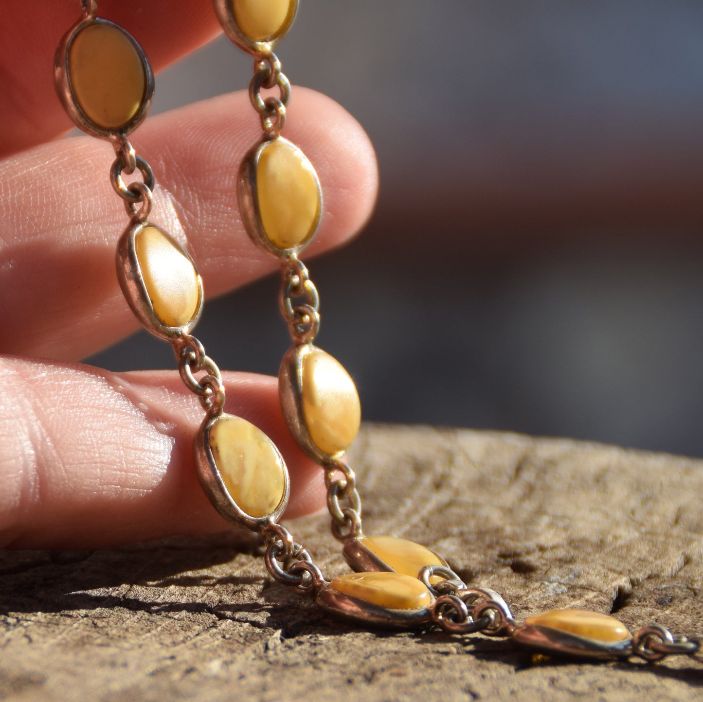 Elegant minimalist bracelet in Imperial natural Amber and 925 Silver, MJ Baltica, BB100