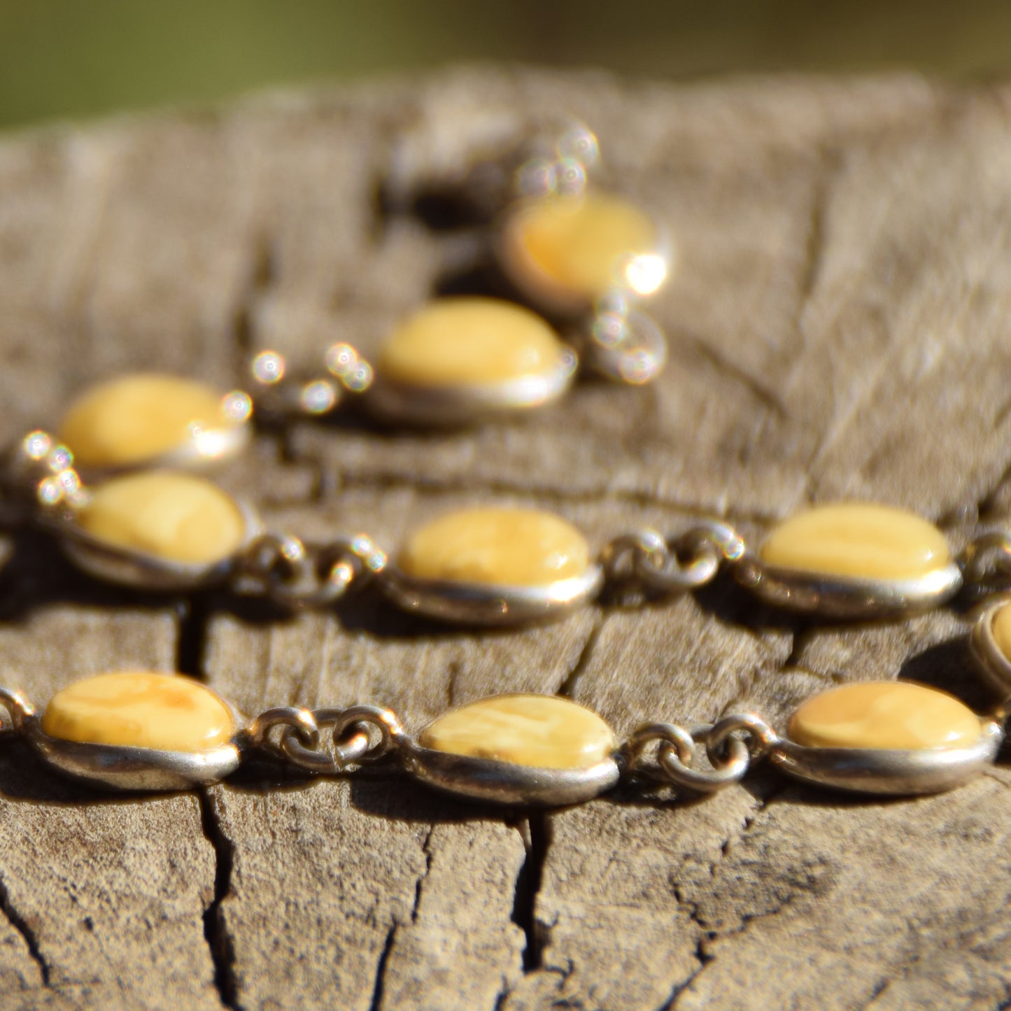 Elegant minimalist bracelet in Imperial natural Amber and 925 Silver, MJ Baltica, BB100