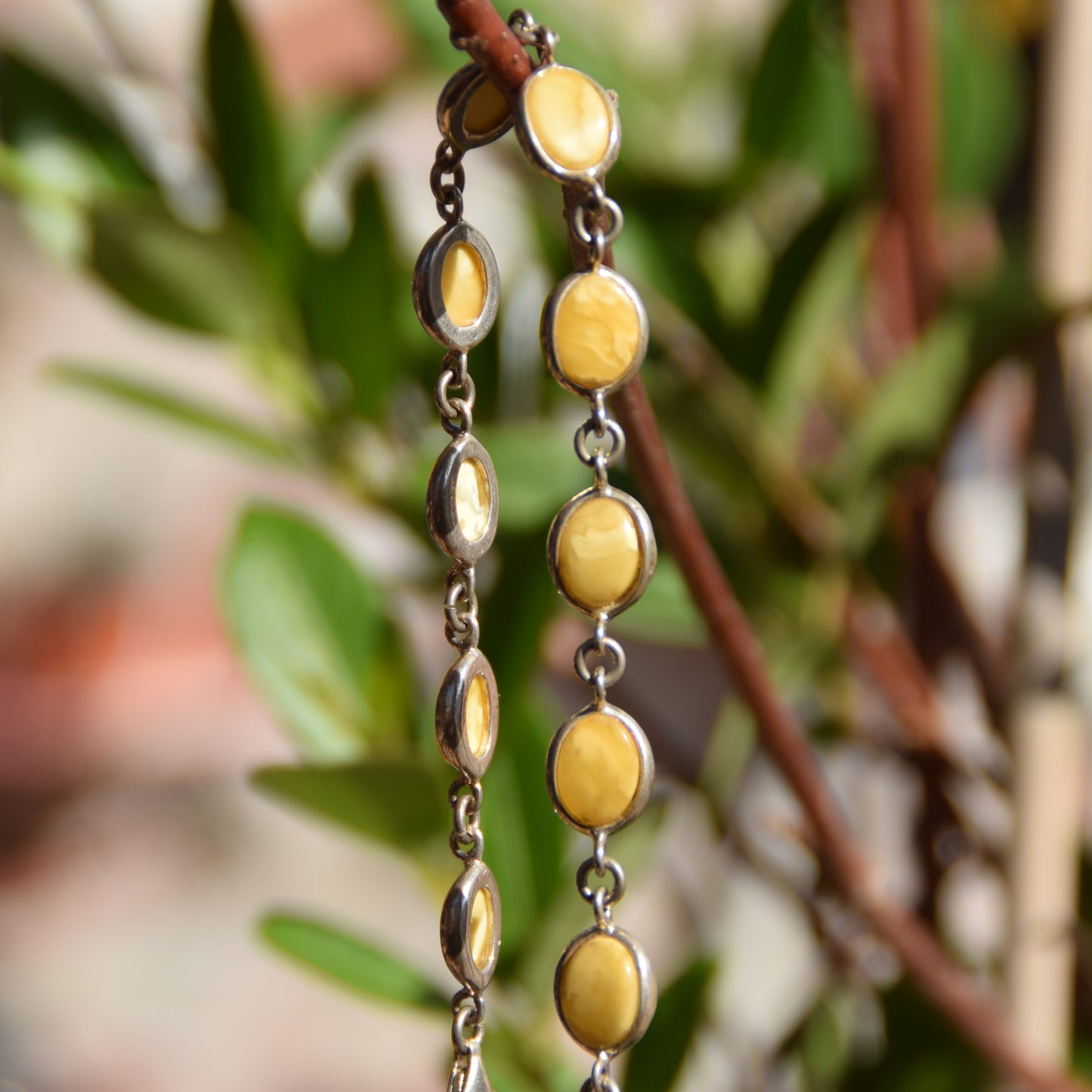 Elegant minimalist bracelet in Imperial natural Amber and 925 Silver, MJ Baltica, BB100