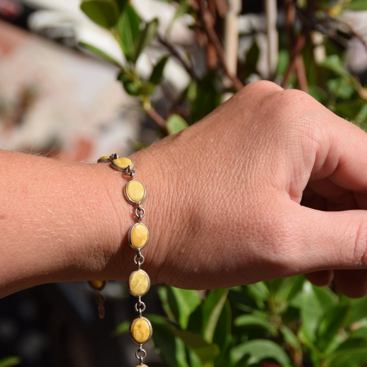 Elegant minimalist bracelet in Imperial natural Amber and 925 Silver, MJ Baltica, BB100
