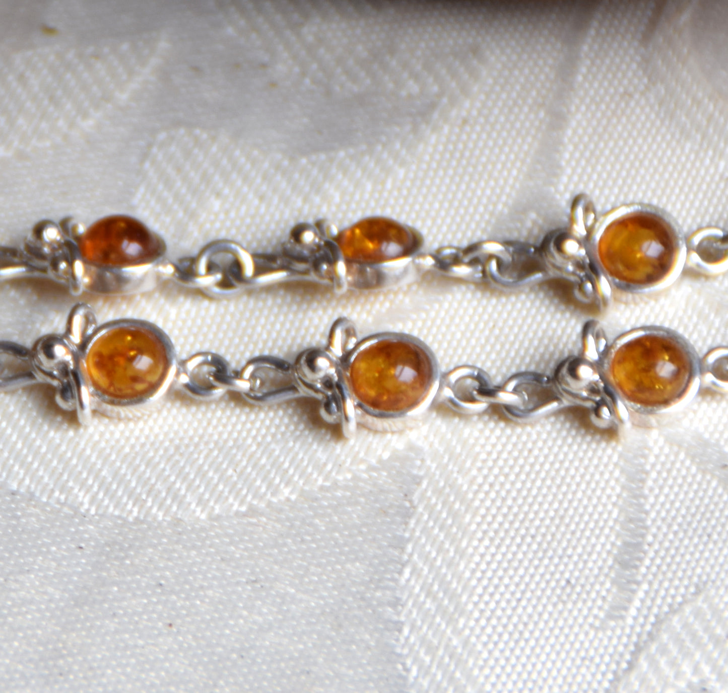 Adjustable bracelet made with cognac-colored natural Amber and 925 Silver, MJ Baltica, BB116