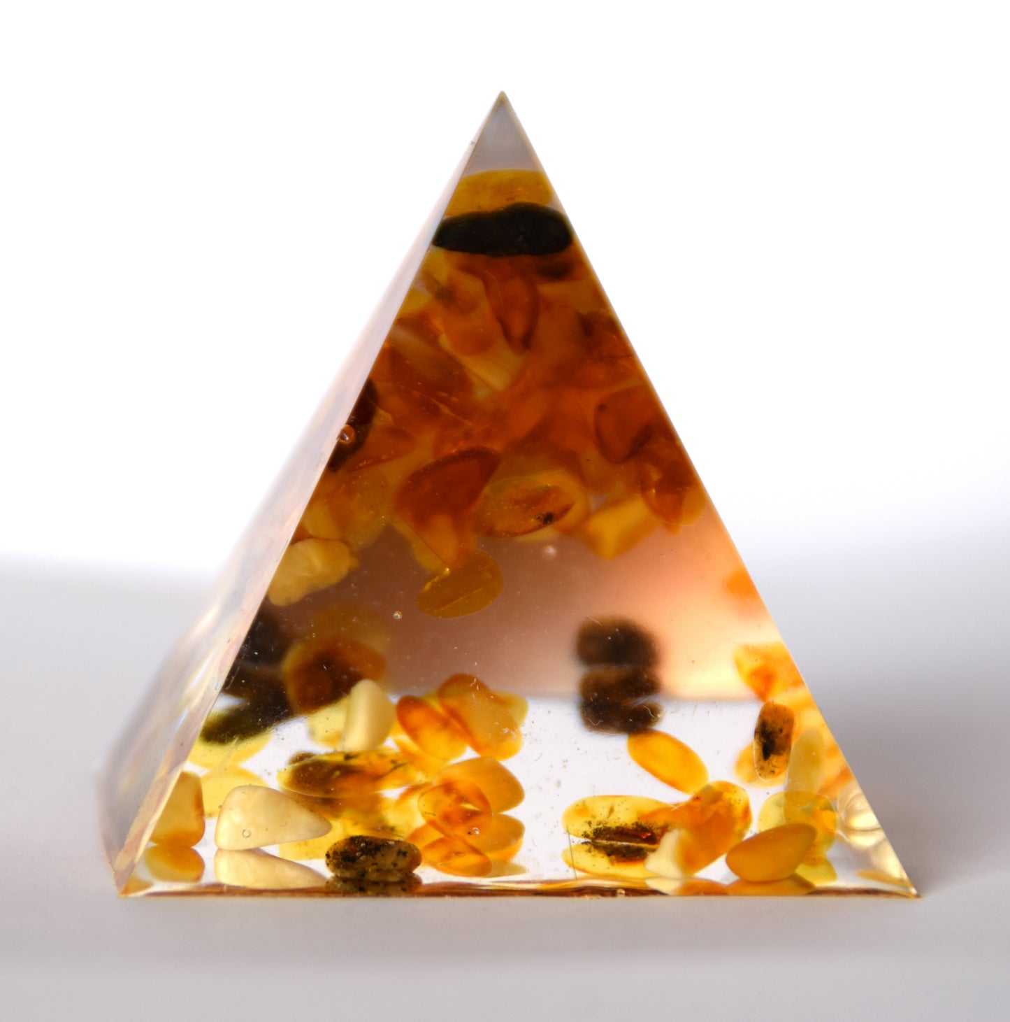 MJ Baltica, pyramid, natural Baltic amber, resin, handmade, unique, artisanal, ornament, decoration, pyramid, BF045