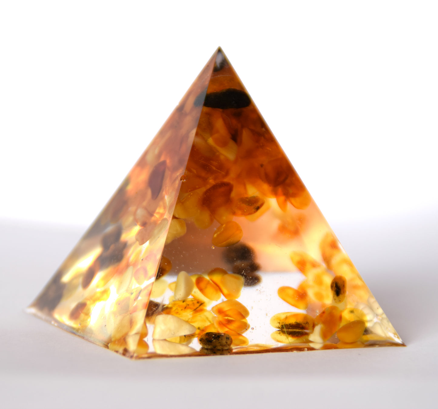 MJ Baltica, pyramid, natural Baltic amber, resin, handmade, unique, artisanal, ornament, decoration, pyramid, BF045