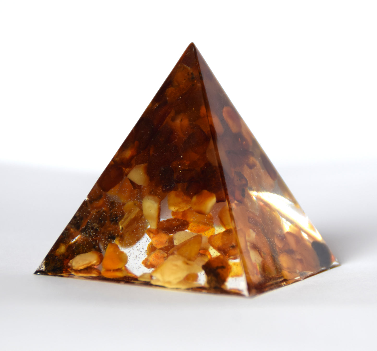 MJ Baltica, pyramid, natural Baltic amber, resin, handmade, unique, artisanal, ornament, decoration, BF047