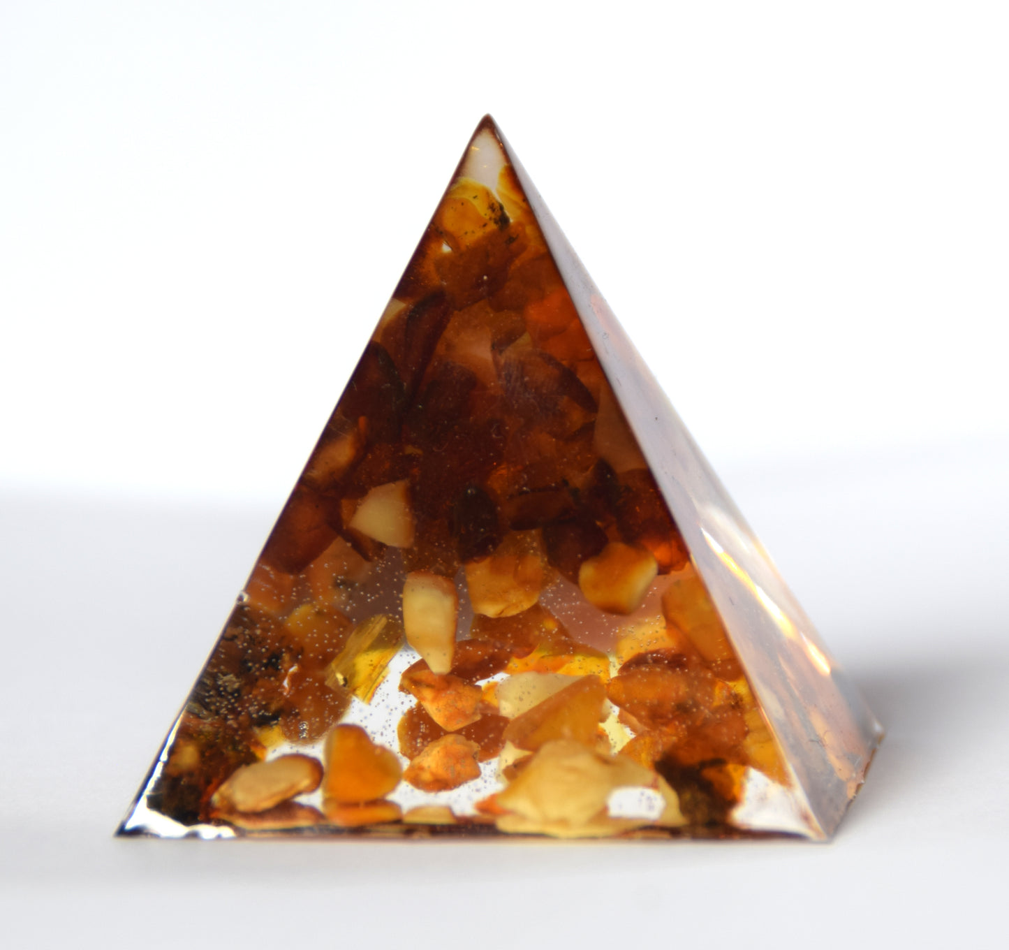 MJ Baltica, pyramid, natural Baltic amber, resin, handmade, unique, artisanal, ornament, decoration, BF047