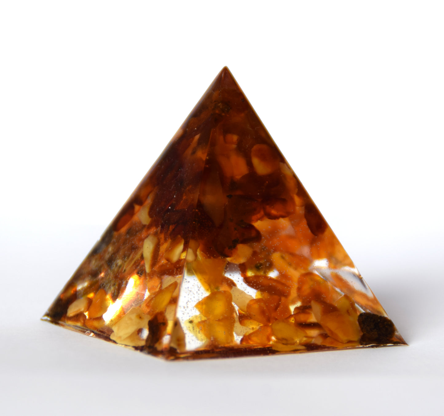 MJ Baltica, pyramid, natural Baltic amber, resin, handmade, unique, artisanal, ornament, decoration, BF047