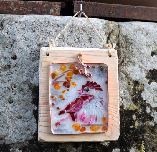 MJ Baltica, mosaico, Ambra naturale Baltica, quadretto, uccellino, pulcino, artigianale, creato a mano, BF059