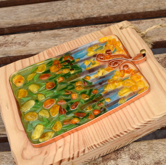 MJ Baltica, mosaico, Ambra naturale Baltica, quadretto, lago, montagna, foresta, artigianale, tridimensionale BF062