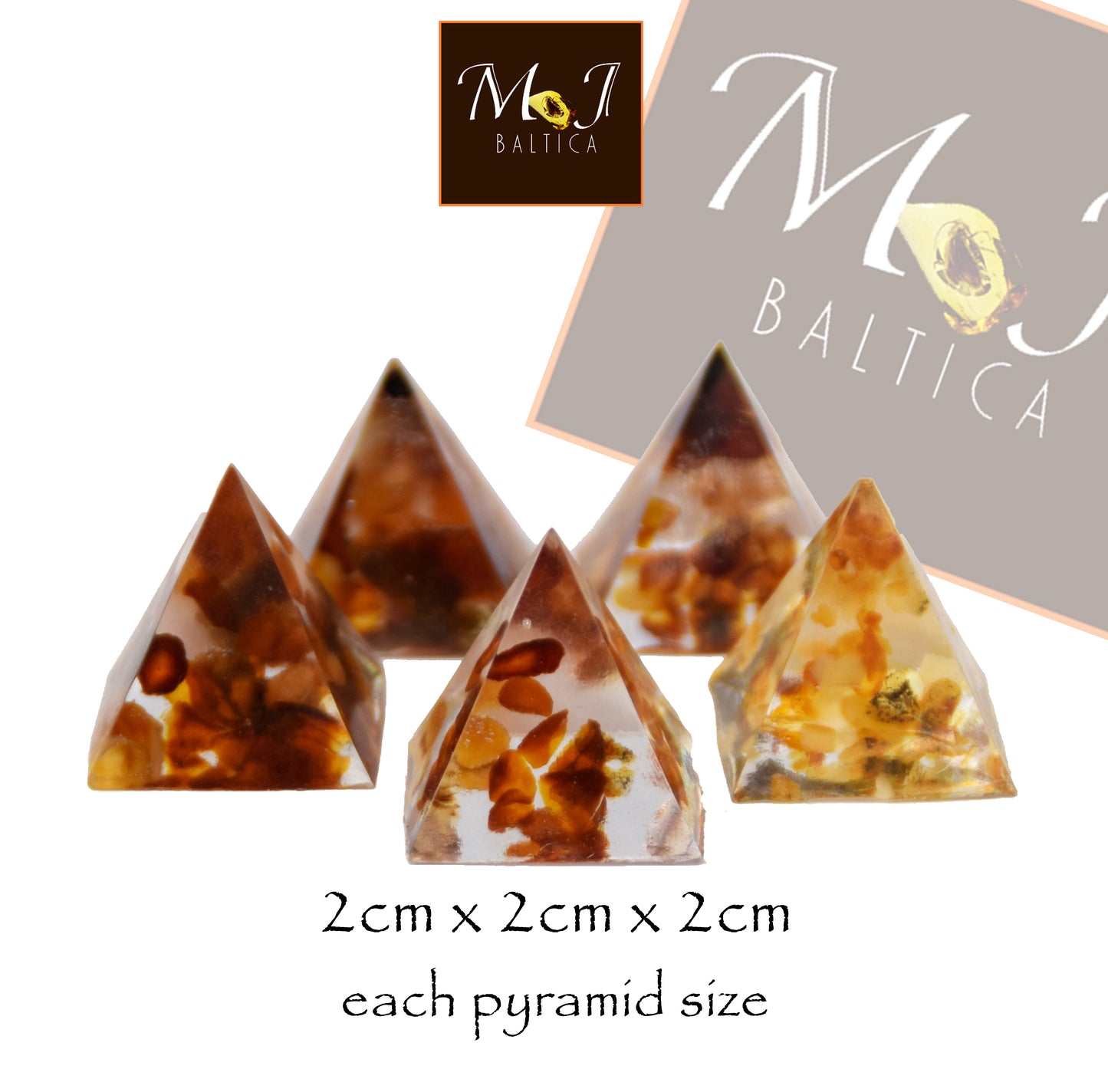 MJ Baltica, pyramid set, natural Baltic amber, resin, handmade, unique, artisanal, ornament, decoration, pyramid, BF072