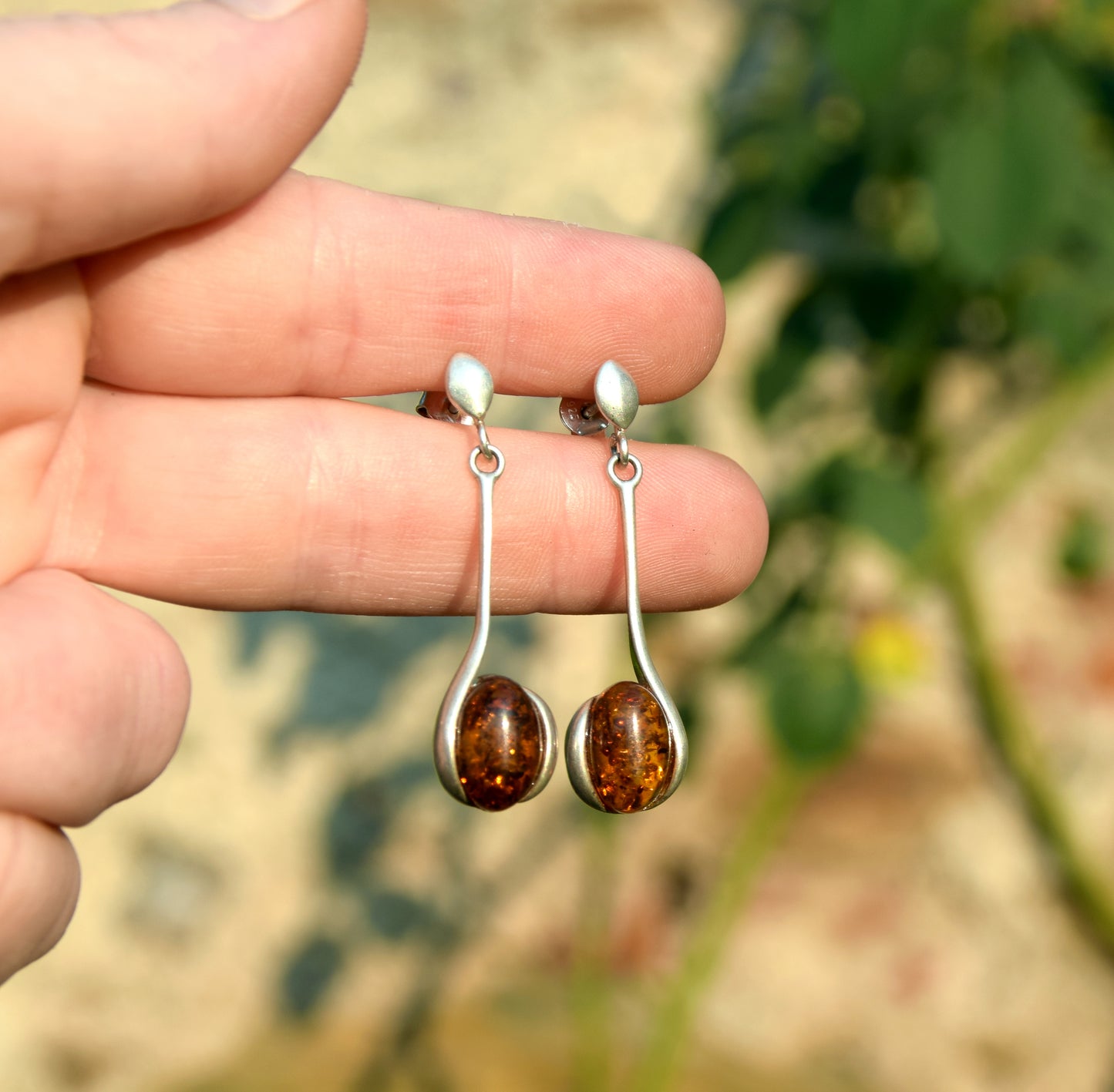 MJ Baltica, earrings, natural Baltic amber, 925 silver, BK005