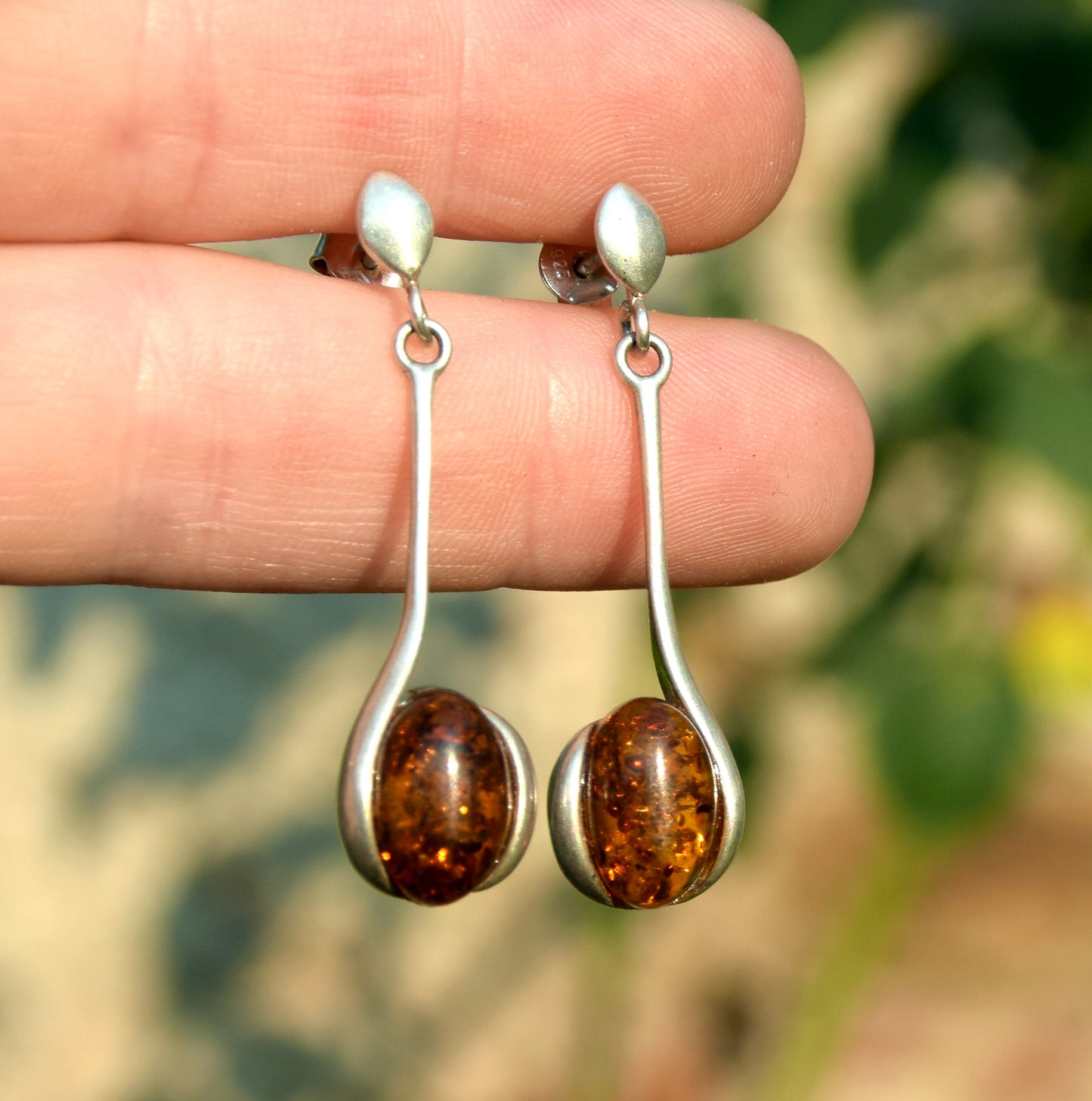 MJ Baltica, earrings, natural Baltic amber, 925 silver, BK005