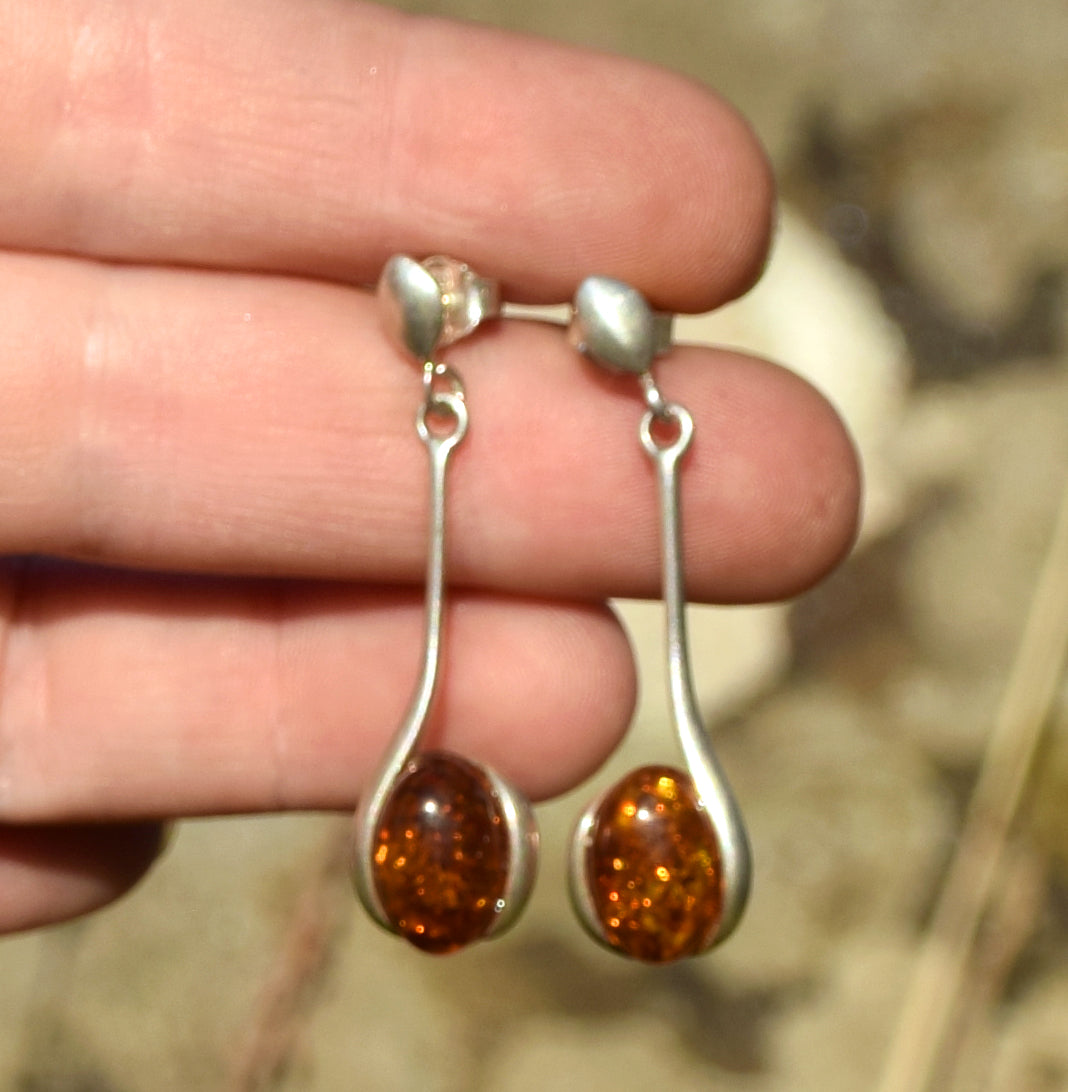 MJ Baltica, earrings, natural Baltic amber, 925 silver, BK005