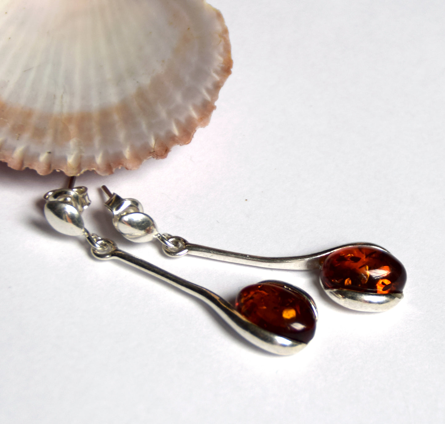 MJ Baltica, earrings, natural Baltic amber, 925 silver, BK005