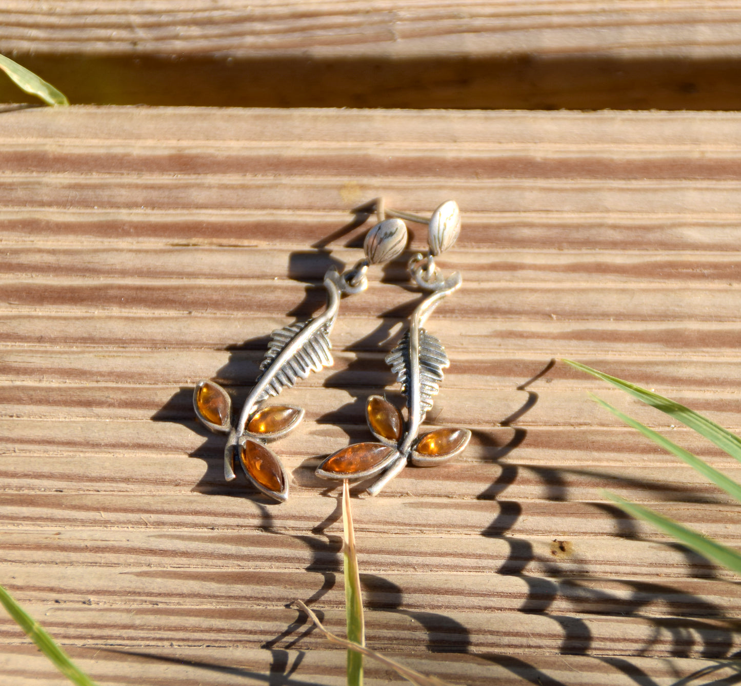 MJ Baltica, earrings, natural Baltic amber, 925 silver, handcrafted BK006