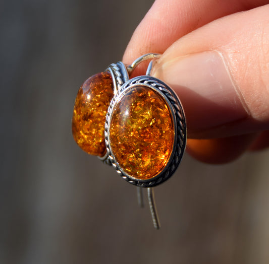 MJ Baltica, earrings, natural Baltic amber, 925 silver, earrings BK018