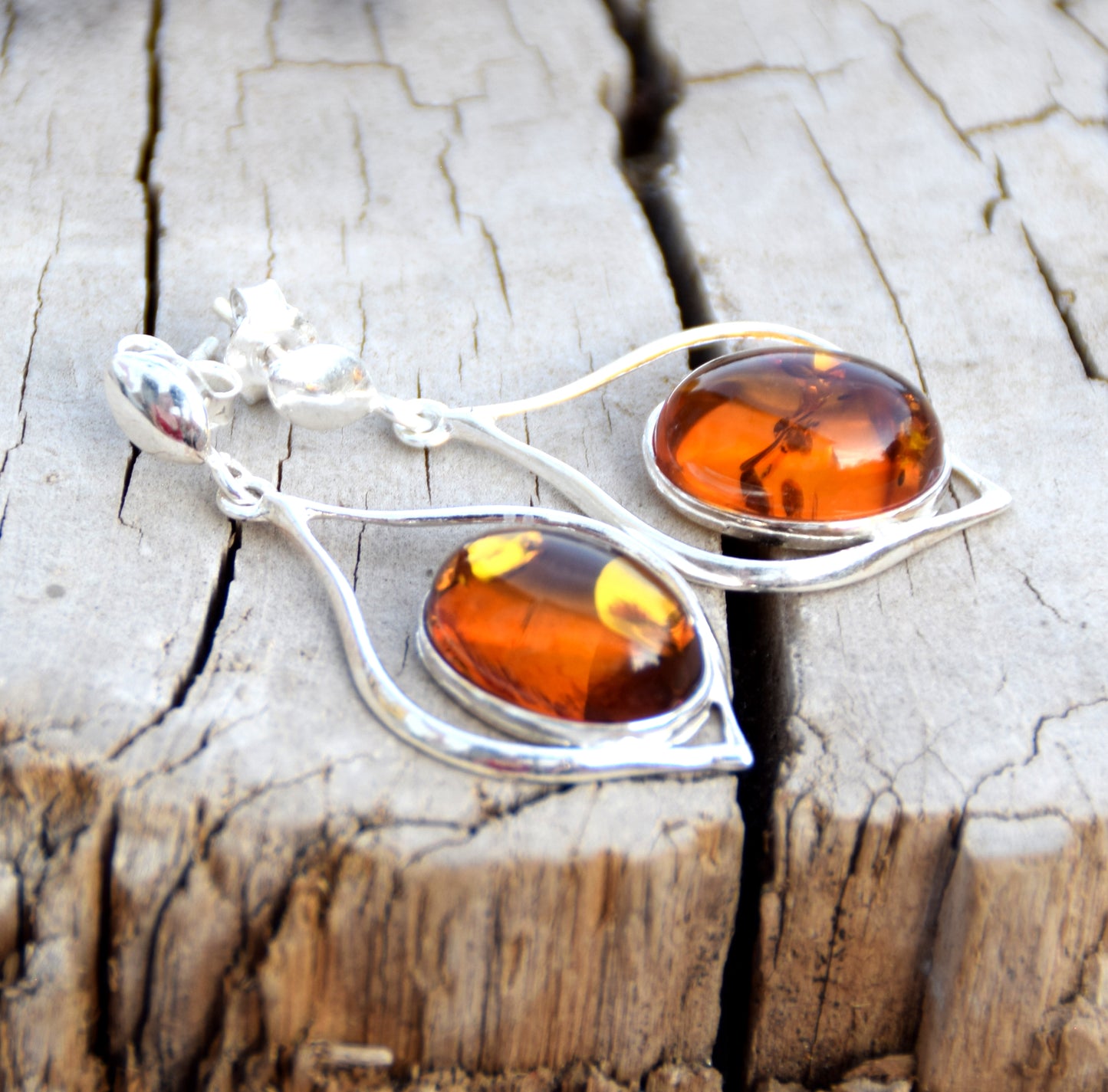 MJ Baltica, earrings, natural Baltic amber, 925 silver, large, elegant, feminine, BK055