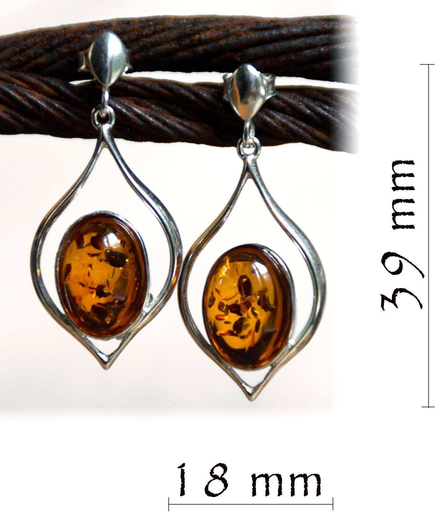 MJ Baltica, earrings, natural Baltic amber, 925 silver, large, elegant, feminine, BK055