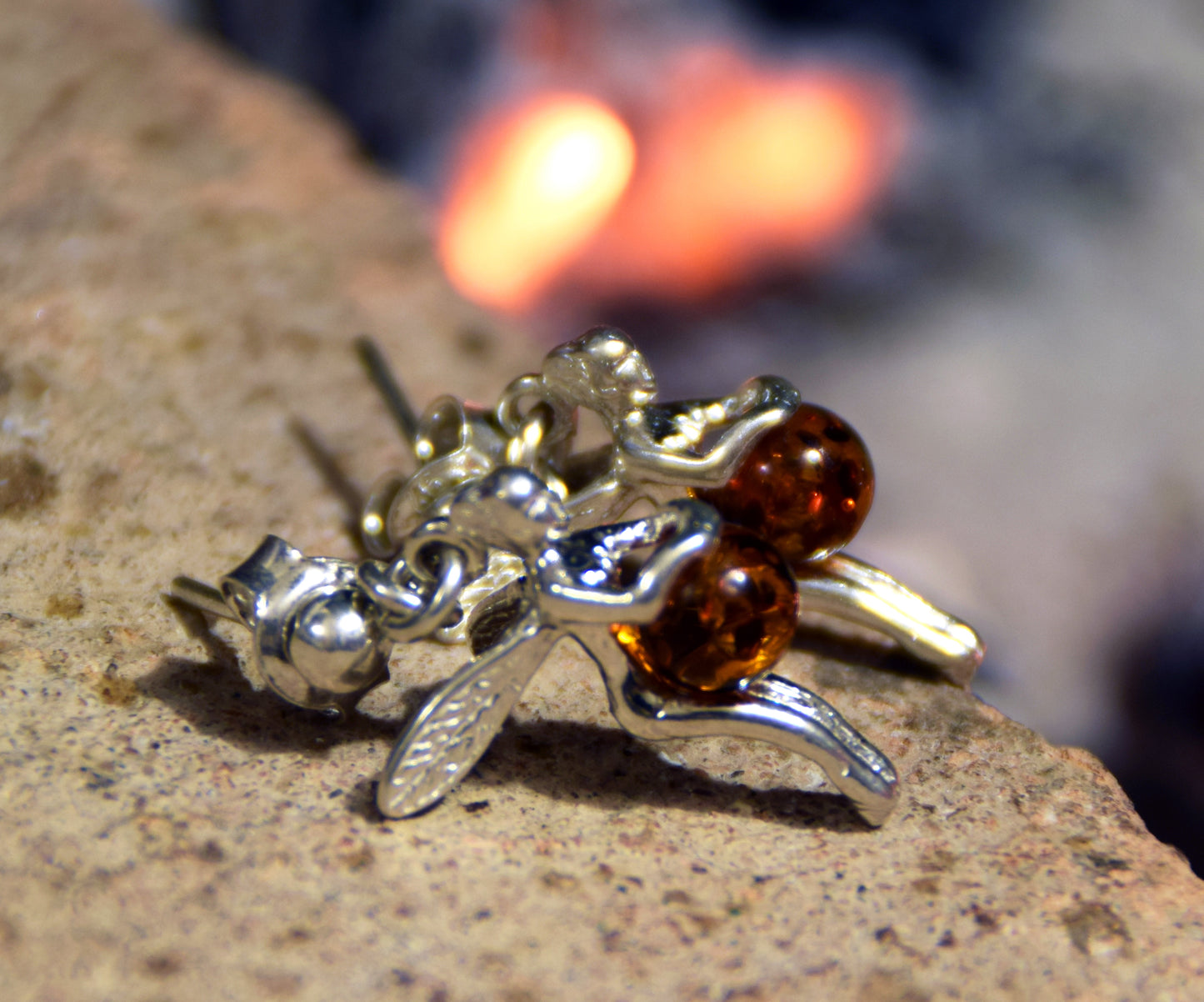 MJ Baltica, earrings, natural Baltic amber, 925 silver, trilly, fairy, fairy, handcrafted, beautiful, BK057