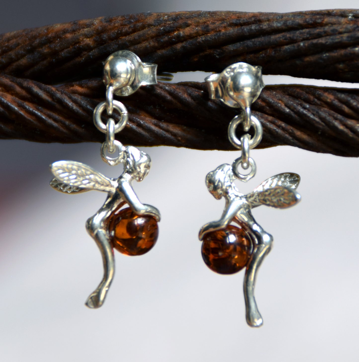 MJ Baltica, earrings, natural Baltic amber, 925 silver, trilly, fairy, fairy, handcrafted, beautiful, BK057