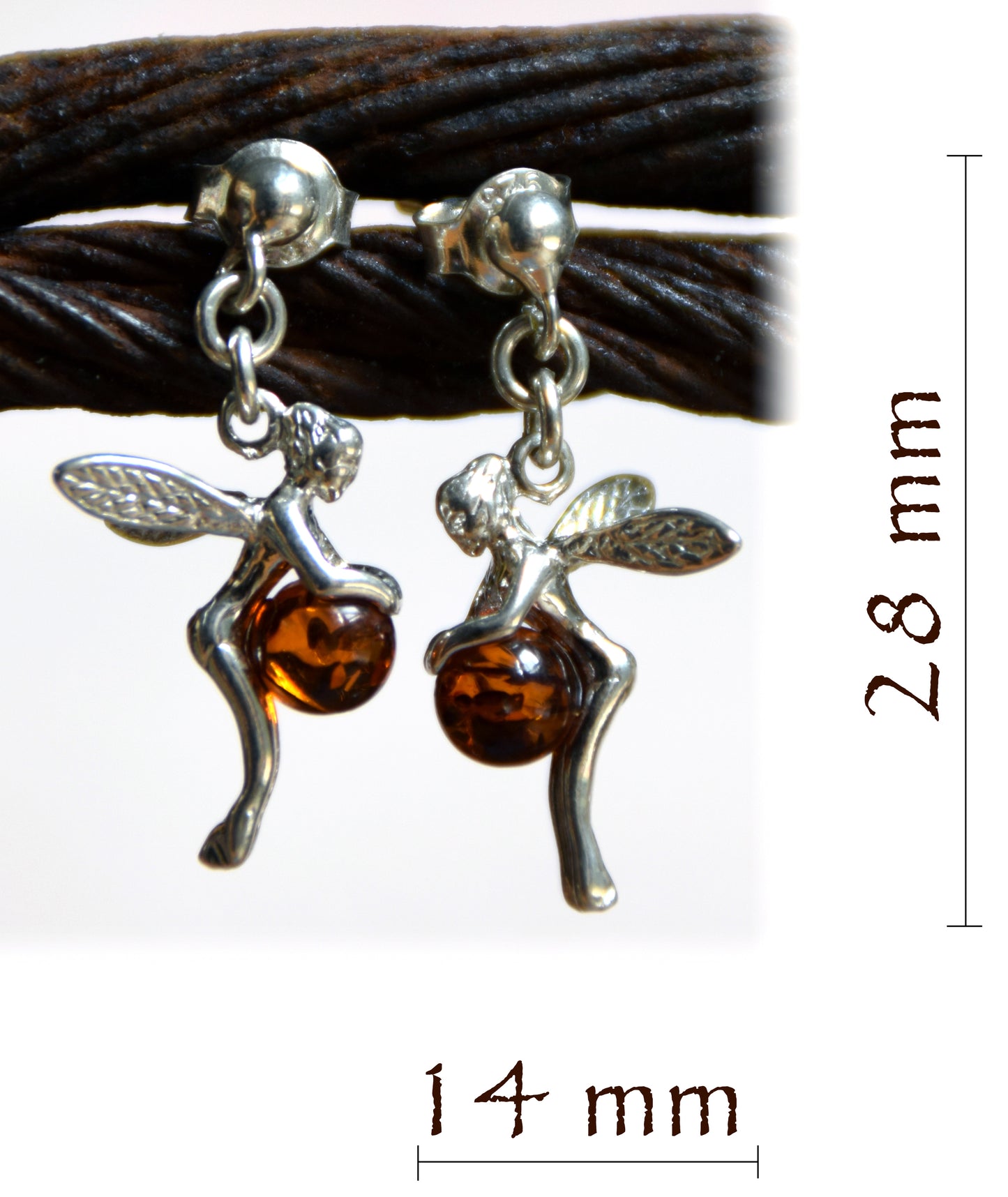 MJ Baltica, earrings, natural Baltic amber, 925 silver, trilly, fairy, fairy, handcrafted, beautiful, BK057