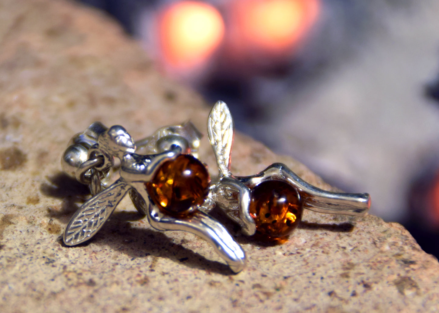 MJ Baltica, earrings, natural Baltic amber, 925 silver, trilly, fairy, fairy, handcrafted, beautiful, BK057