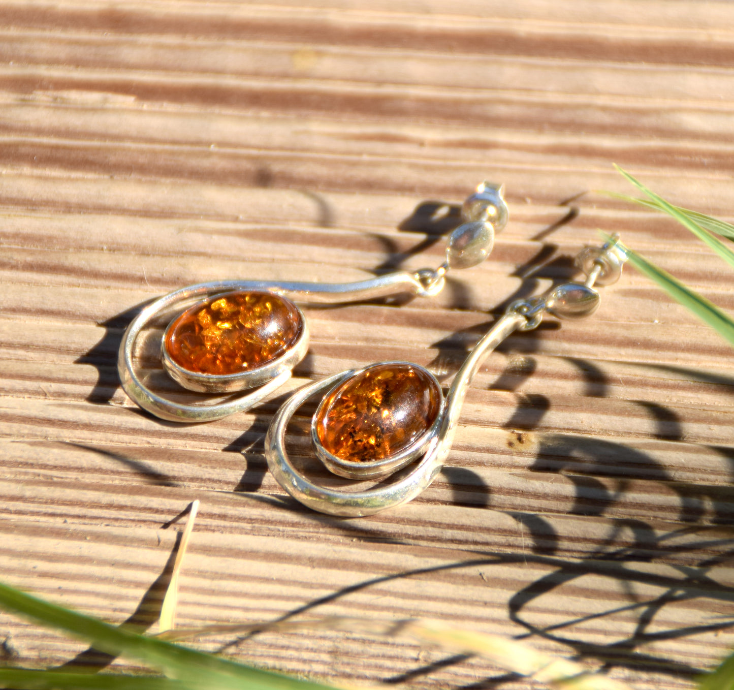 MJ Baltica, earrings, natural Baltic amber, 925 silver, elegant, long, feminine, BK060