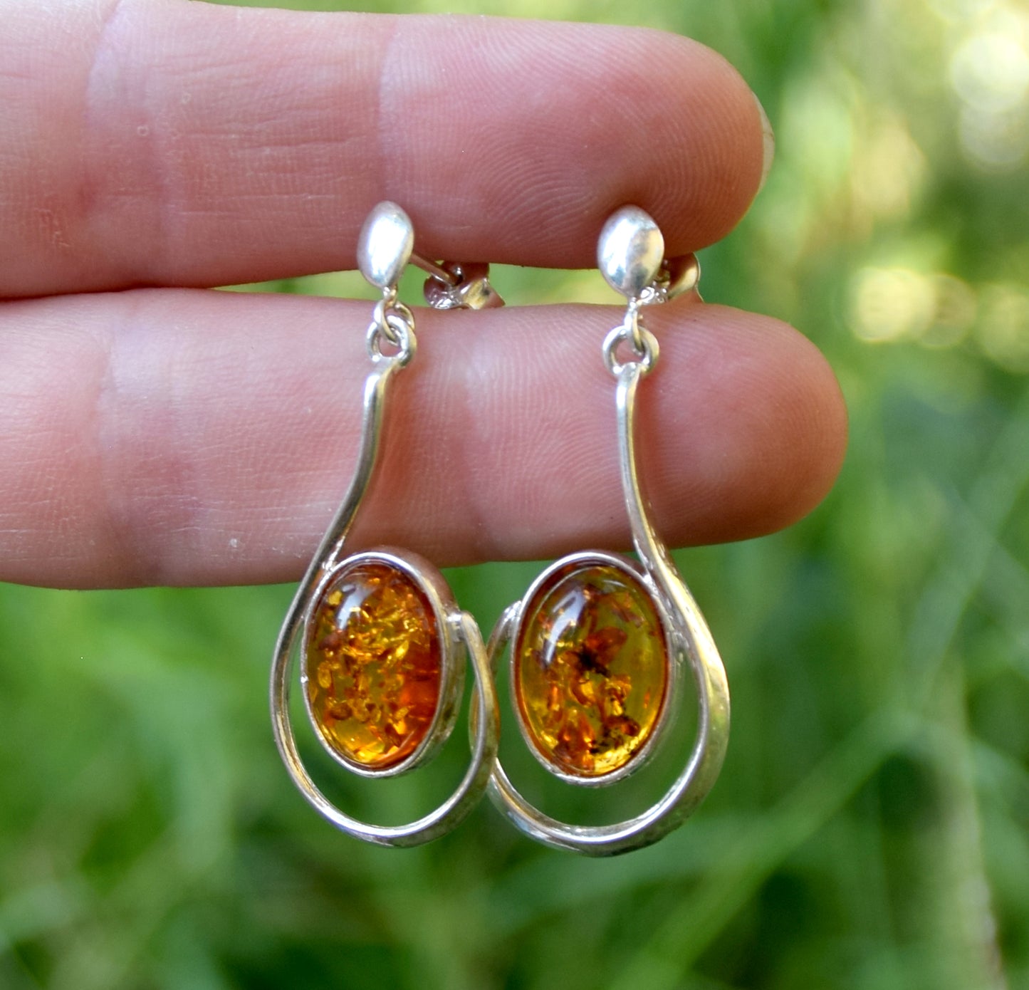 MJ Baltica, earrings, natural Baltic amber, 925 silver, elegant, long, feminine, BK060