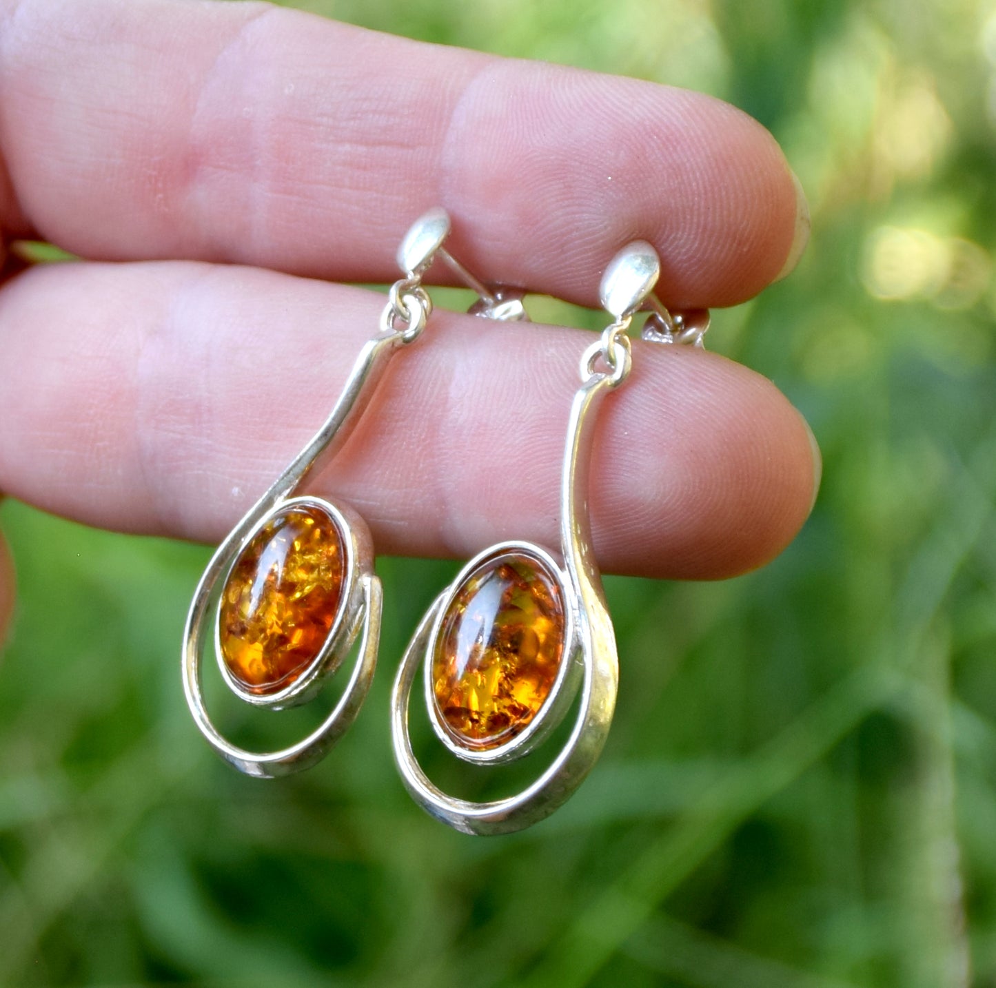 MJ Baltica, earrings, natural Baltic amber, 925 silver, elegant, long, feminine, BK060