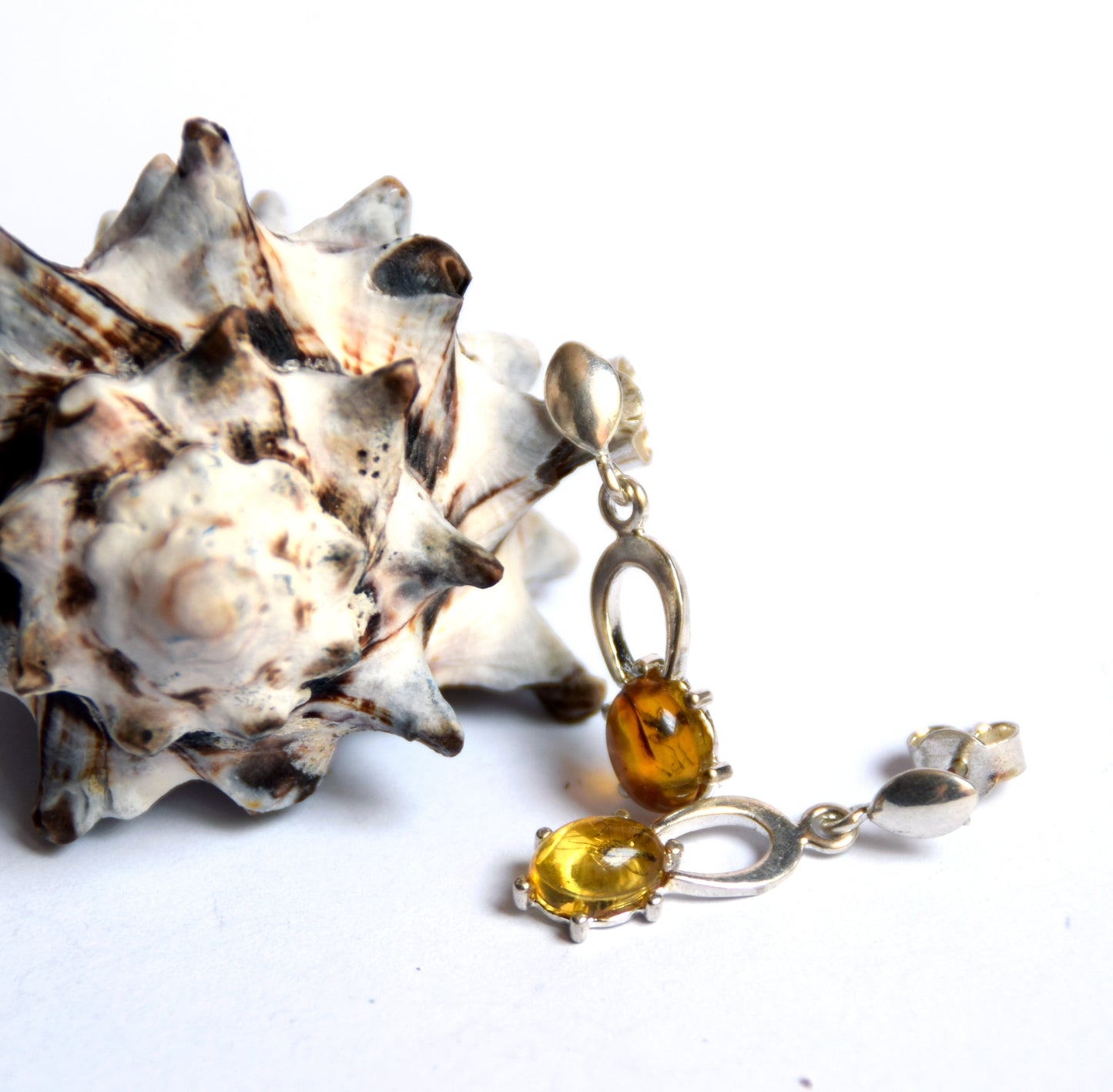 MJ Baltica, earrings, natural Baltic amber, 925 silver, inclusion, insects, prehistoric, BK076