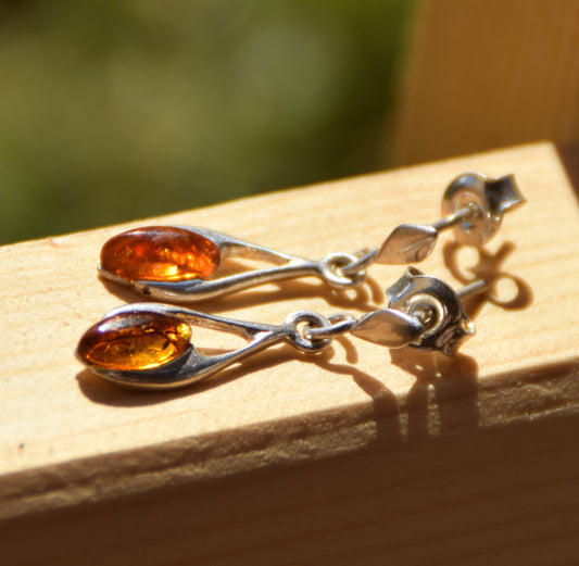 MJ Baltica, earrings, natural Baltic amber, 925 silver, delicate, delicious, fine, Bk090