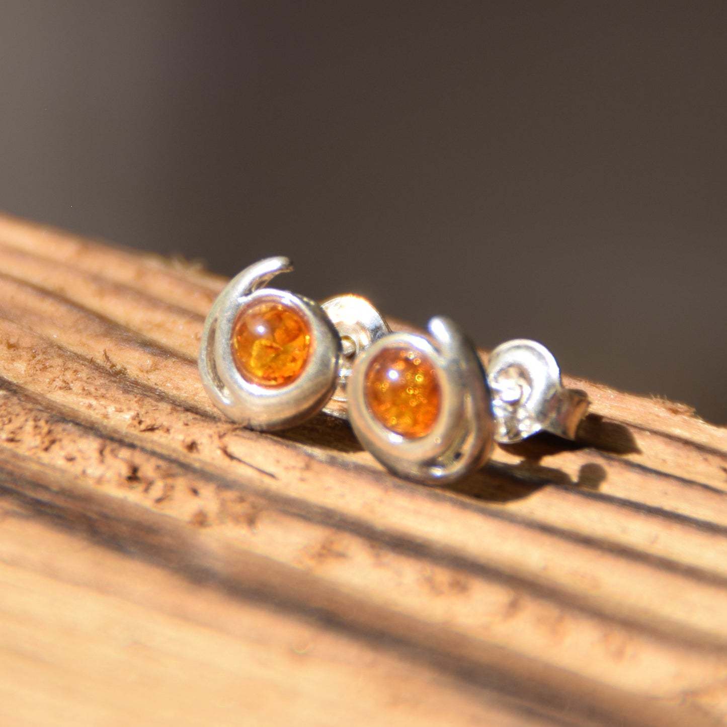 Ohrstecker aus natürlichem Cognac-Bernstein und 925er Silber, MJ Baltica, BK109