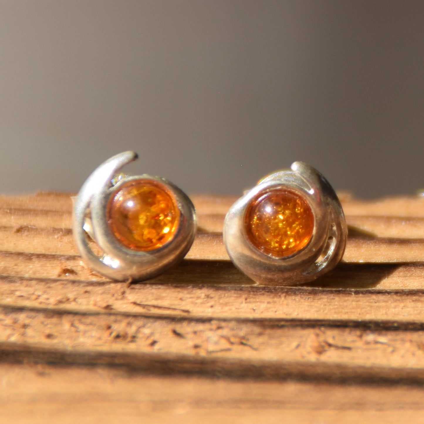 Ohrstecker aus natürlichem Cognac-Bernstein und 925er Silber, MJ Baltica, BK109