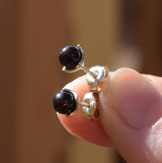 MJ Baltica, orecchini, Ambra naturale Baltica, Argento 925, unisex, sfera, a lobo, artigianale, BK122