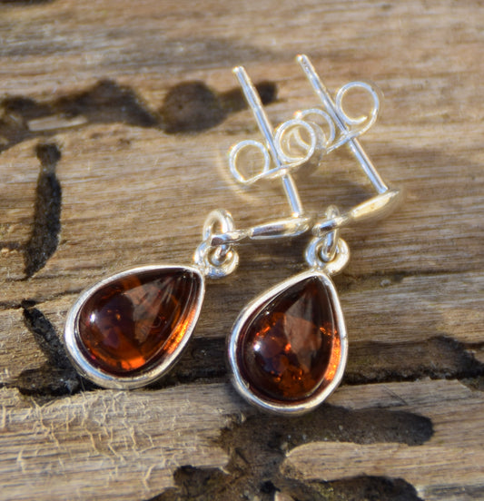 MJ Baltica, earrings, natural Baltic amber, 925 silver, delicate, delicious, drop, BK129