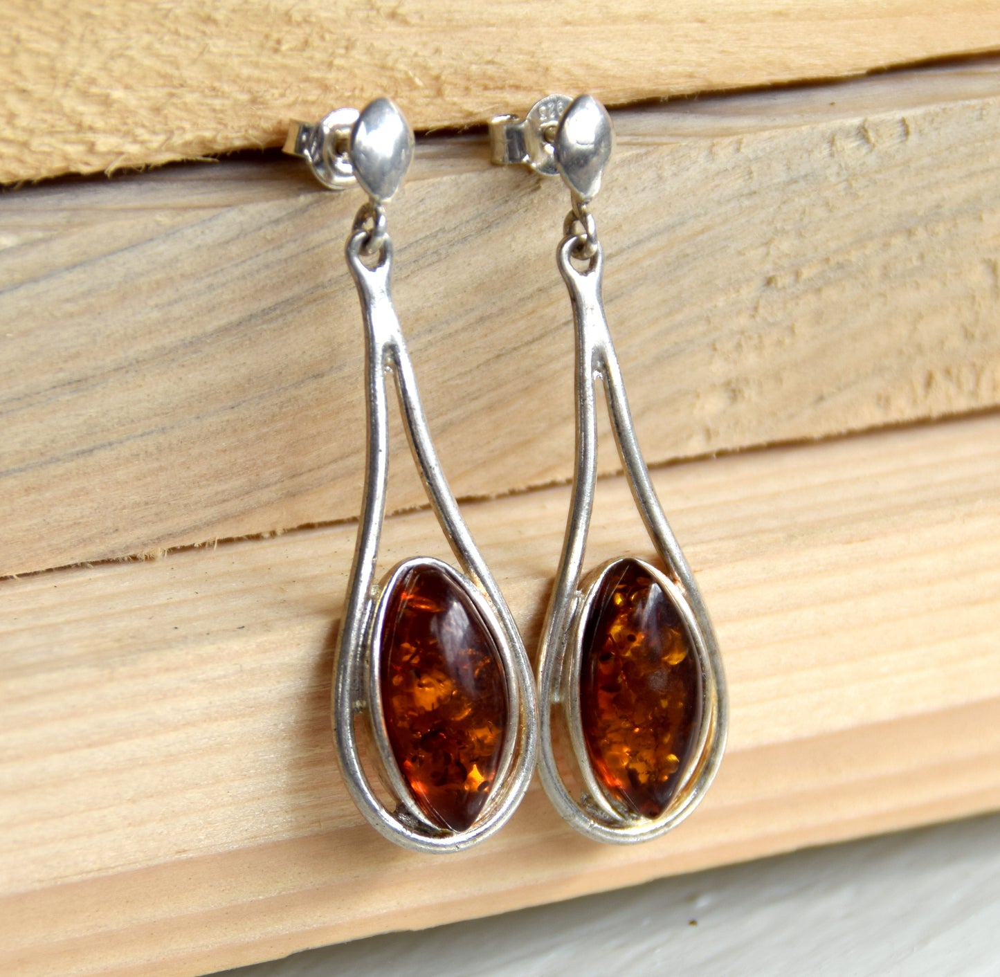 MJ Baltica, earrings, natural Baltic amber, 925 silver, elegant, feminine, bright, long, BK138