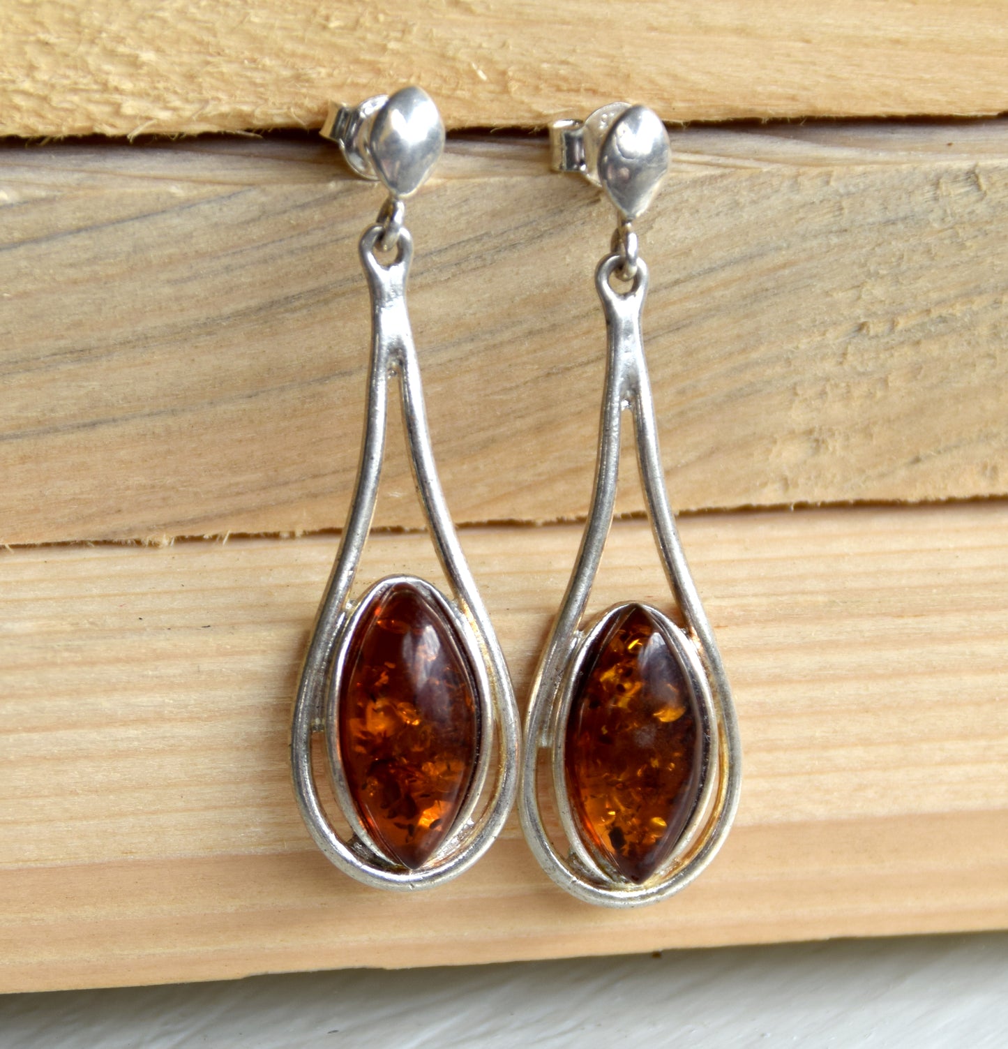 MJ Baltica, earrings, natural Baltic amber, 925 silver, elegant, feminine, bright, long, BK138