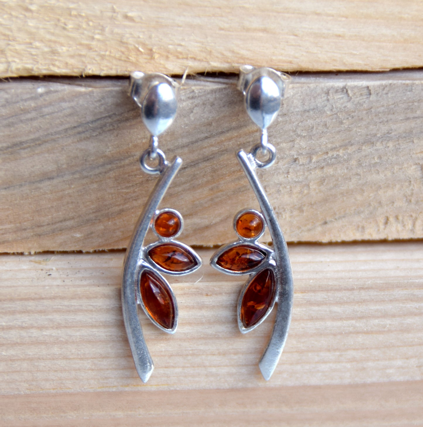 Copy of MJ Baltica, earrings, natural Baltic amber, 925 silver, delicate, elegant, feminine, cognac, BK155