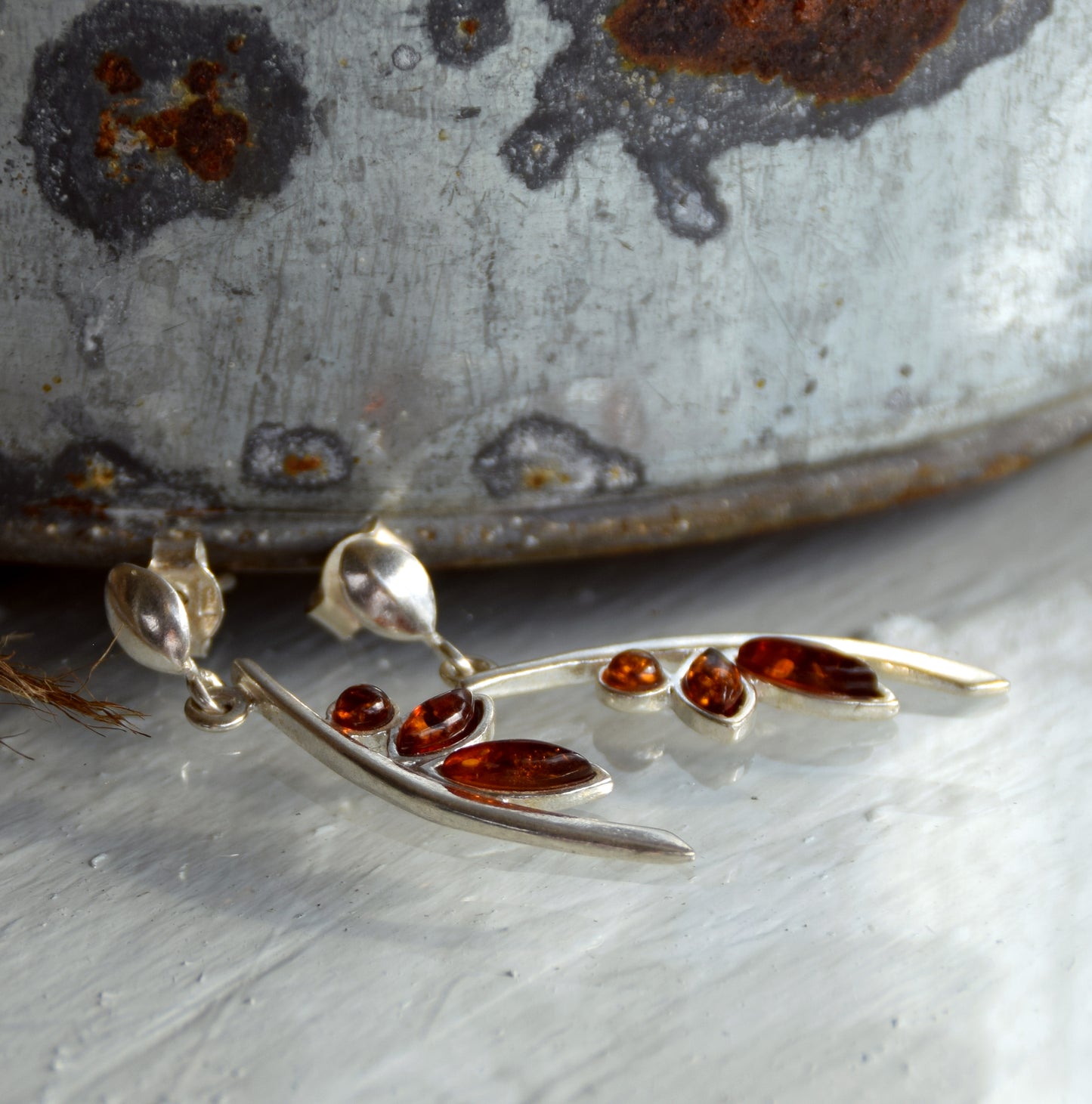 Copy of MJ Baltica, earrings, natural Baltic amber, 925 silver, delicate, elegant, feminine, cognac, BK155