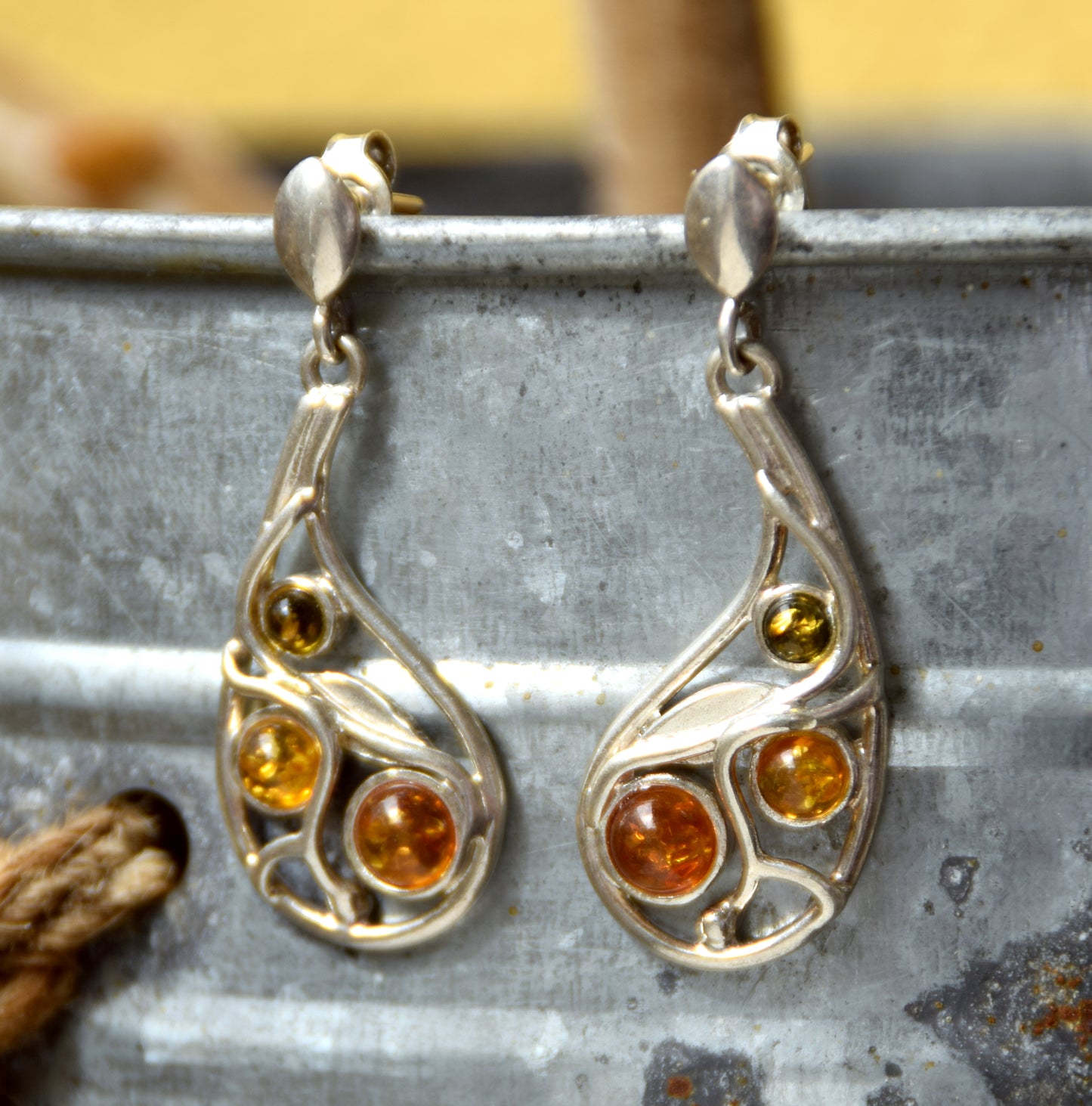 MJ Baltica, earrings, natural Baltic amber, 925 silver, feminine, flowers, mosaic, multicolored, BK157