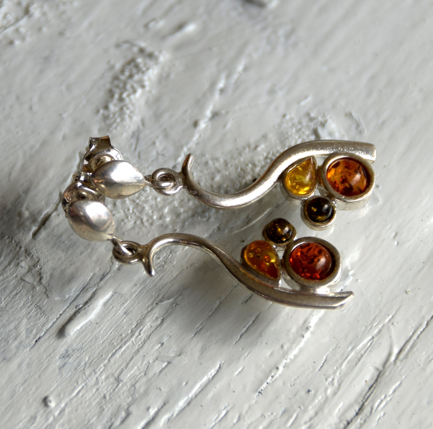 MJ Baltica, earrings, natural Baltic amber, 925 silver, feminine, mosaic, multicolored, BK162