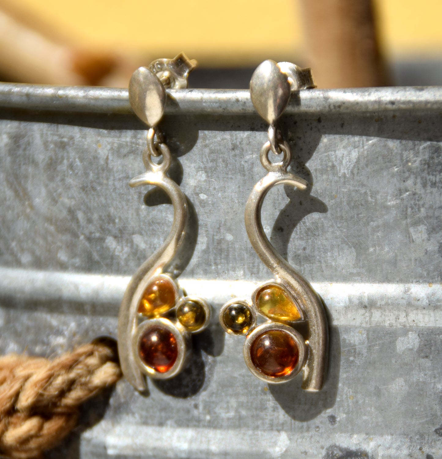 MJ Baltica, earrings, natural Baltic amber, 925 silver, feminine, mosaic, multicolored, BK162