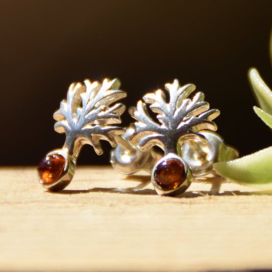 Bright earrings with tree of life created with natural Cognac Amber and 925 Silver, MJ Baltica, BK177