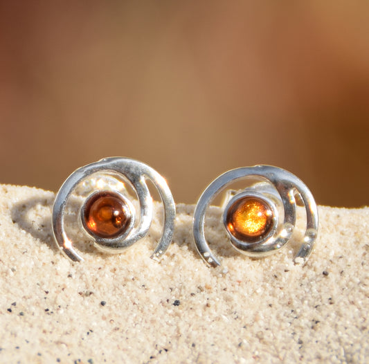 MJ Baltica, orecchini, Ambra naturale Baltica, Argento 925, a lobo, artigianale, BK184