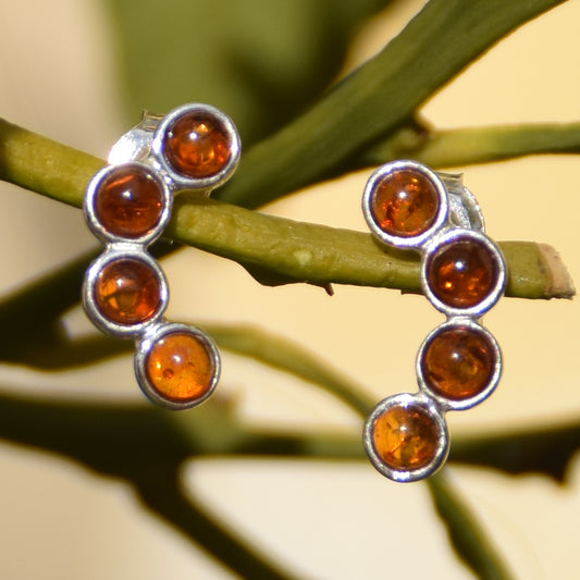 MJ Baltica, orecchini, Ambra naturale Baltica, Argento 925, a lobo, artigianale, BK217