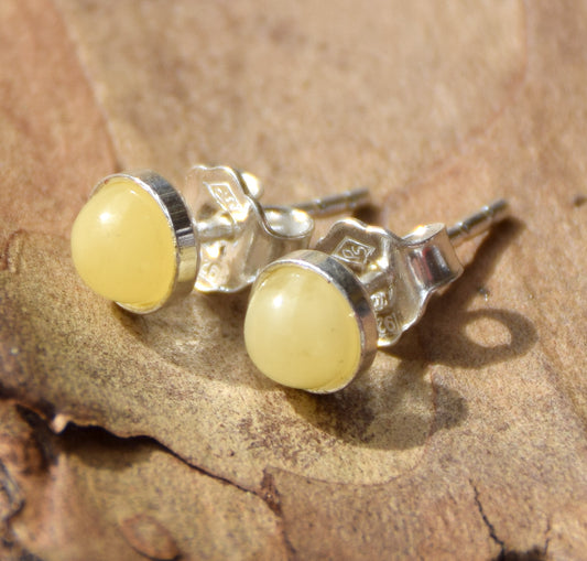 Essential round earrings created with natural Imperial Amber and 925 Silver, MJ Baltica, BK230