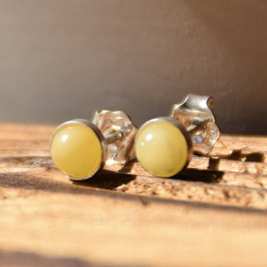 Essential round earrings created with natural Imperial Amber and 925 Silver, MJ Baltica, BK230
