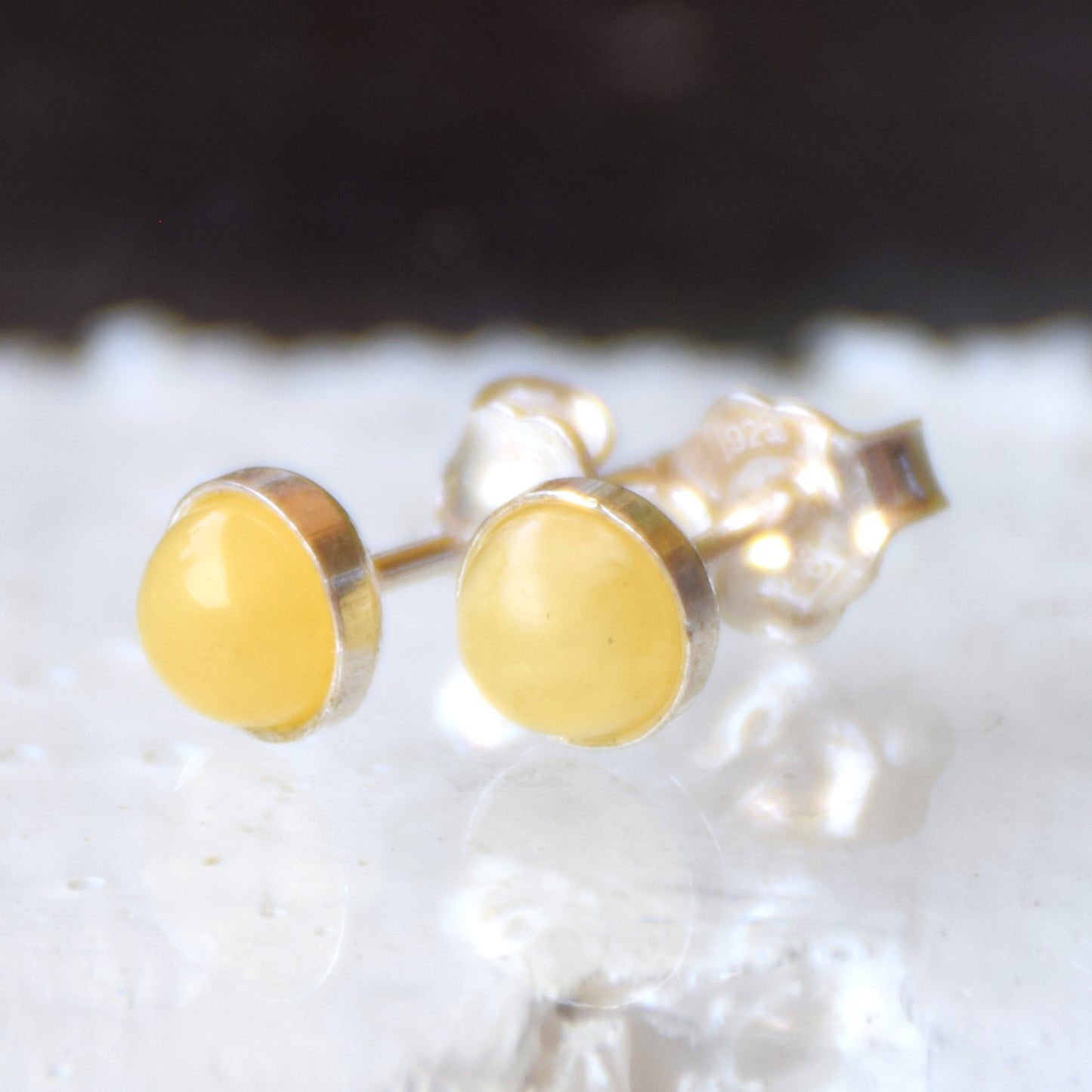 Essential round earrings created with natural Imperial Amber and 925 Silver, MJ Baltica, BK230
