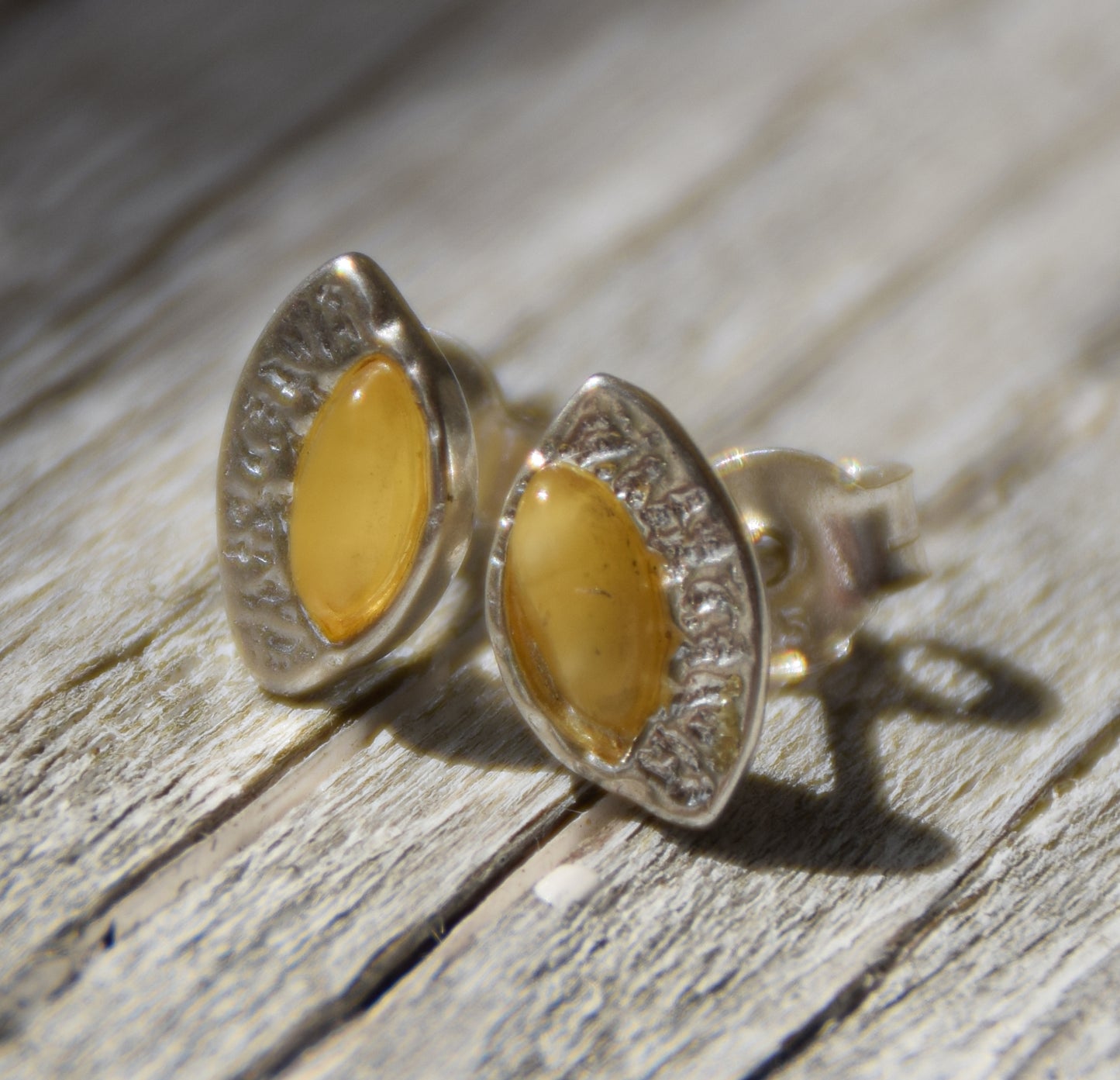 Delicate earrings made with natural Imperial Amber and 925 Silver, MJ Baltica, BK233
